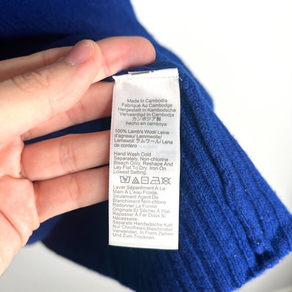 J. Crew Oversized Vintage Wool Sweater-Tee 100% Lambswool Royal Blue Preppy Sz S - Picture 4 of 6